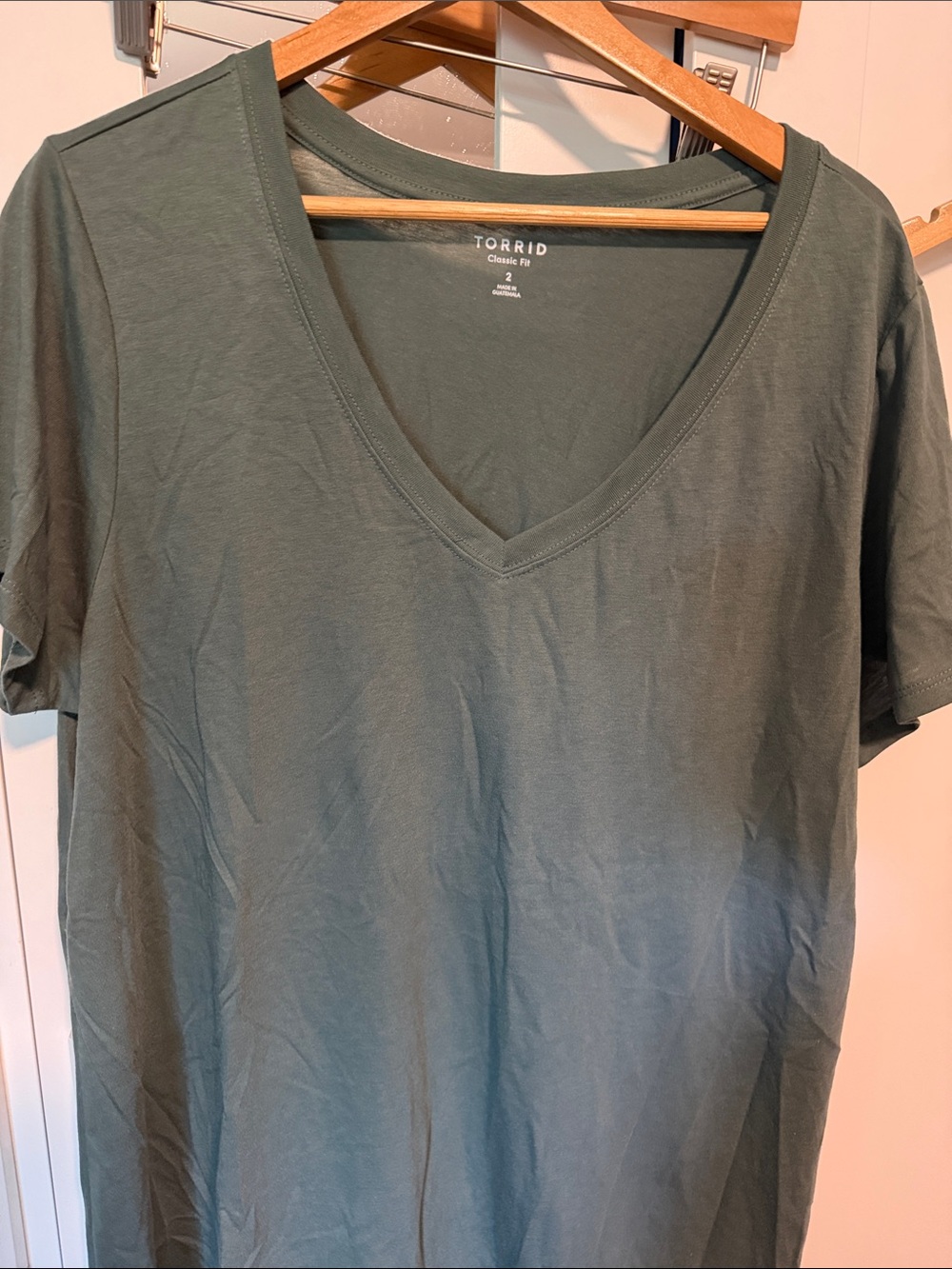 torrid V-Neck Tee in Dusty Olive Green